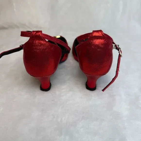 Women's Red Dance High Heel Shoes Size 37 Without Box - Picture 3 of 6